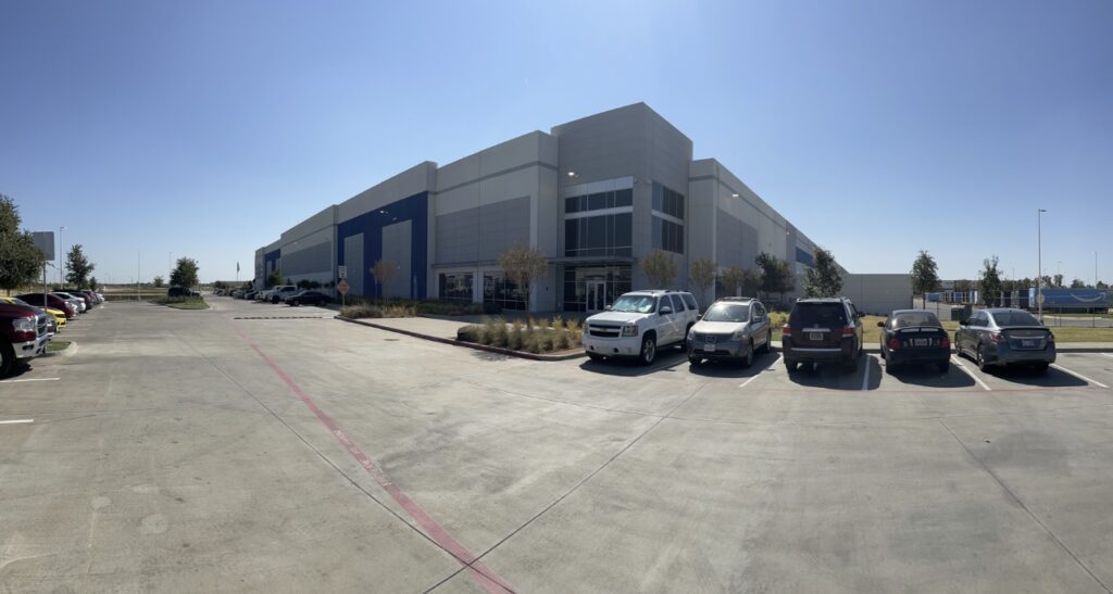 amazon parking lot and building on southport parkway